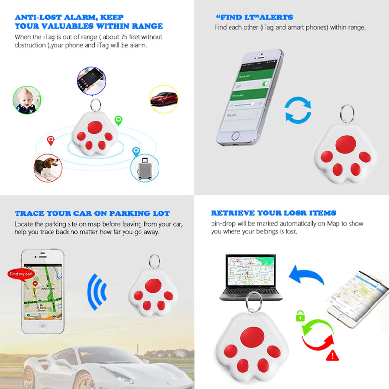  [AUSTRALIA] - 1 Pack Red Mini Dog GPS Tracking Device,Network Tracker&Item Locator for Keys No Month Fee Portable Anti-Lost Device Ultra Light for Luggage/Kid/Pet