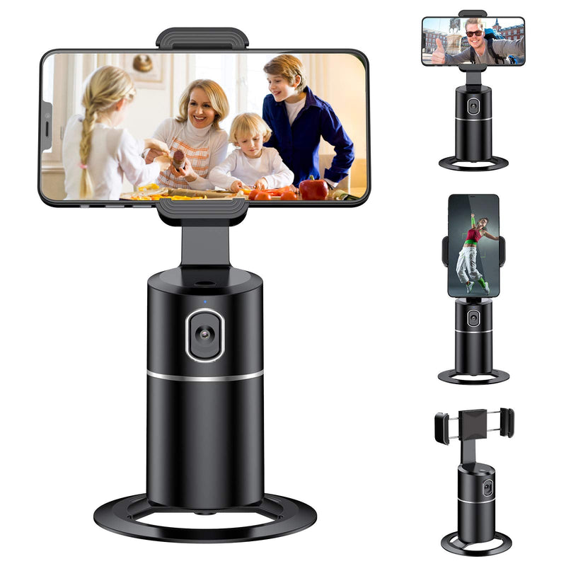  [AUSTRALIA] - Auto Face Tracking Phone Holder Tripod, No App Required, 360° Rotation Smart Face Body Tracking Tripod Selfie Phone Camera Mount Cell Phone Stand for TIK Tok, Vlog, Live Streaming, YouTube Video Black