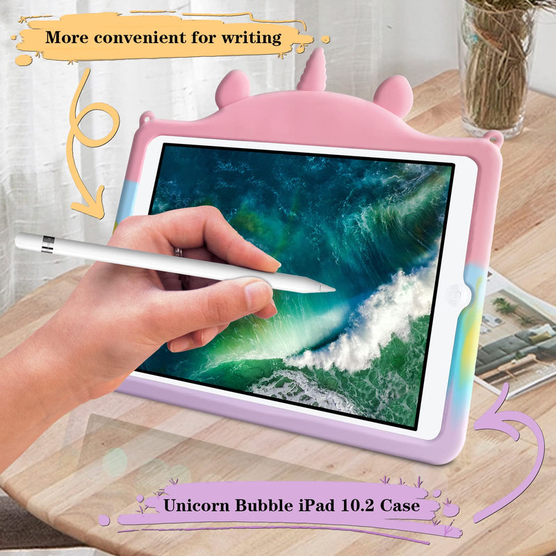  [AUSTRALIA] - WESADN for iPad 10.2 Case iPad 9th 8th 7th Generation Case with Kickstand Silicone Fidget Bubble Case for Girls Women Cute Rainbow Unicorn Pop Protective Holder Tablet Cover for iPad 2021 2020 2019