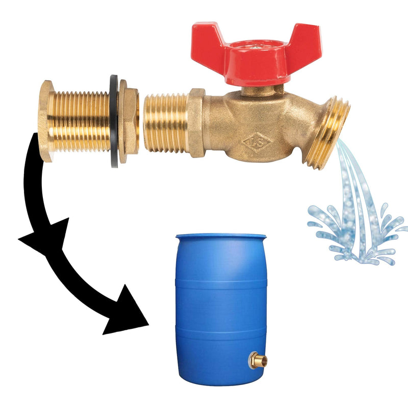  [AUSTRALIA] - Hourleey Brass Rain Barrel Quarter, Rain Barrel Spigot Kit 1/2 inch, Rain Barrel Quarter Turn Ball Valve Spigot with Bulkhead Fitting