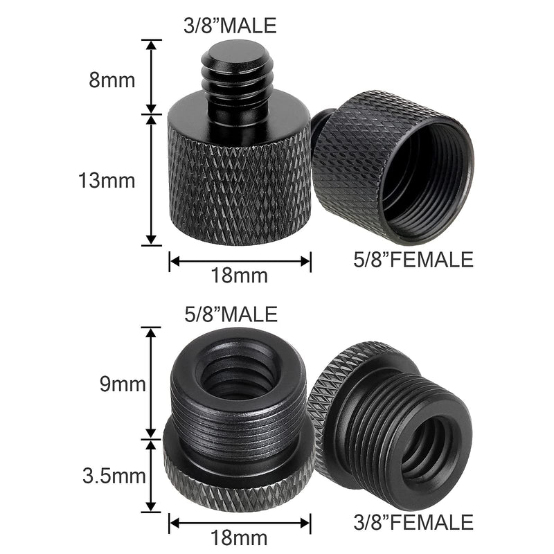  [AUSTRALIA] - ChromLives Microphone Stand Adapter 3/8 Female to 5/8 Male Adapter and 5/8 Female to 3/8 Male Thread Screw Adapter for Mic Stand Adapter Mount,Combo 2 Pack Mic Screws