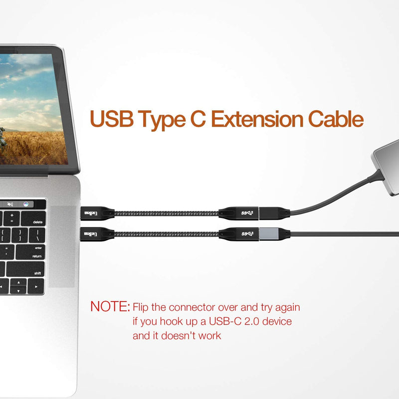  [AUSTRALIA] - USB C Extension Cable 1FT 2-Pack,UseBean USB-C 3.2 Gen2 10Gbps Male to Female 4K Video Cord, Type-C Extender,Compatible with MacBook Pro/iPad Mini,M1 Air iPad Pro,Dell XPS,Surface,Galaxy S21 S22 1FT&1FT
