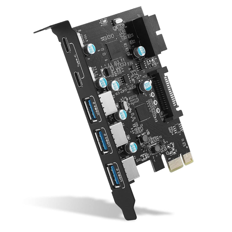  [AUSTRALIA] - PCI-E x 1 to USB Expansion Card, USB 3.0 5Gpbs(3 x USB A - 2 x USB C - 1 x Internal 19-Pin Header) - USB PCI Express Card, PCIE Motherboard Card for PC Desktop, Support Windows Mac OS Linux 3 x USB A - 2 x USB C - 1 x Internal 19-Pin Header