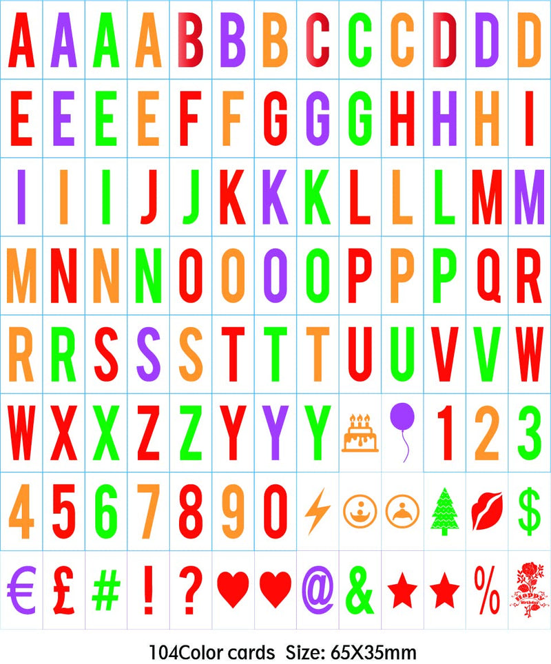  [AUSTRALIA] - Sanyan 293 Black & Color Letters, Numbers, Symbols for Use with A4 Cinematic Light box USE, Plastic, New version