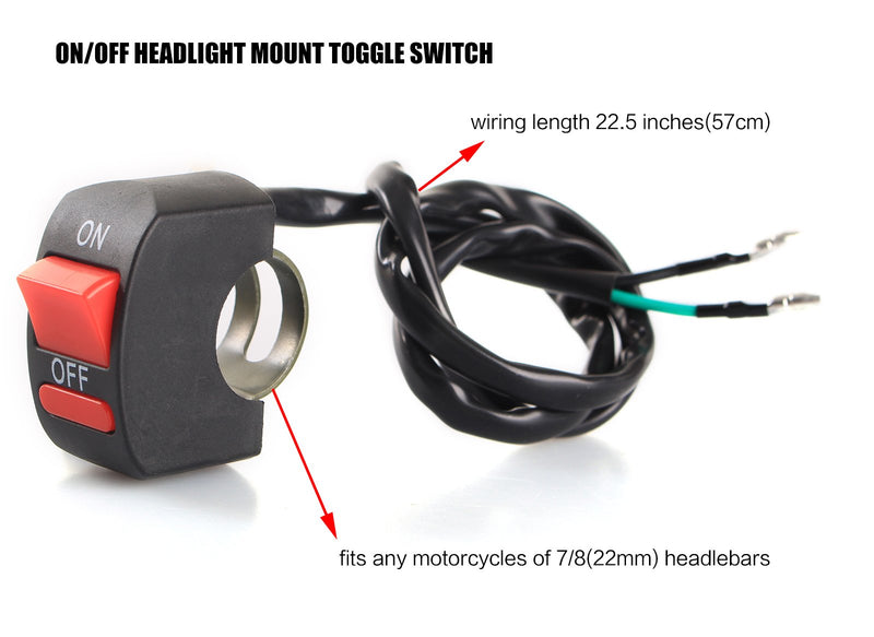  [AUSTRALIA] - LEDUR Switch on off Motorcycle 7/9 Inch Universal Handlebar Mounting Switch for Headlight Fog Daytime Running Light Two line
