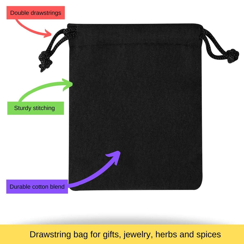  [AUSTRALIA] - Cotton Blend Drawstring Bags 24-Pack For Storage Pantry Gifts (3 x 4 inch - 24 pack, Black) 3 x 4 inch - 24 pack