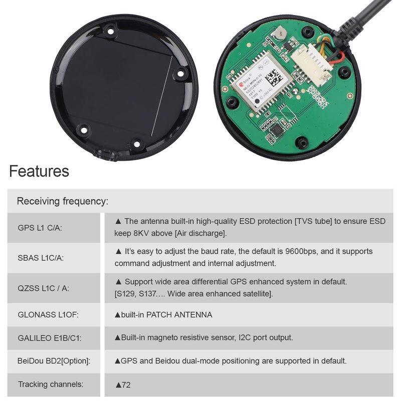  [AUSTRALIA] - GPS Module GPS NEO-M8N BDS Compass Module(3 in 1) Drone Microcontroller, GPS Receiver with High Precision APM Flight Control Pixhawk Navigation Module for APM PIX PX4, I2C Compatible with MWC Dark black