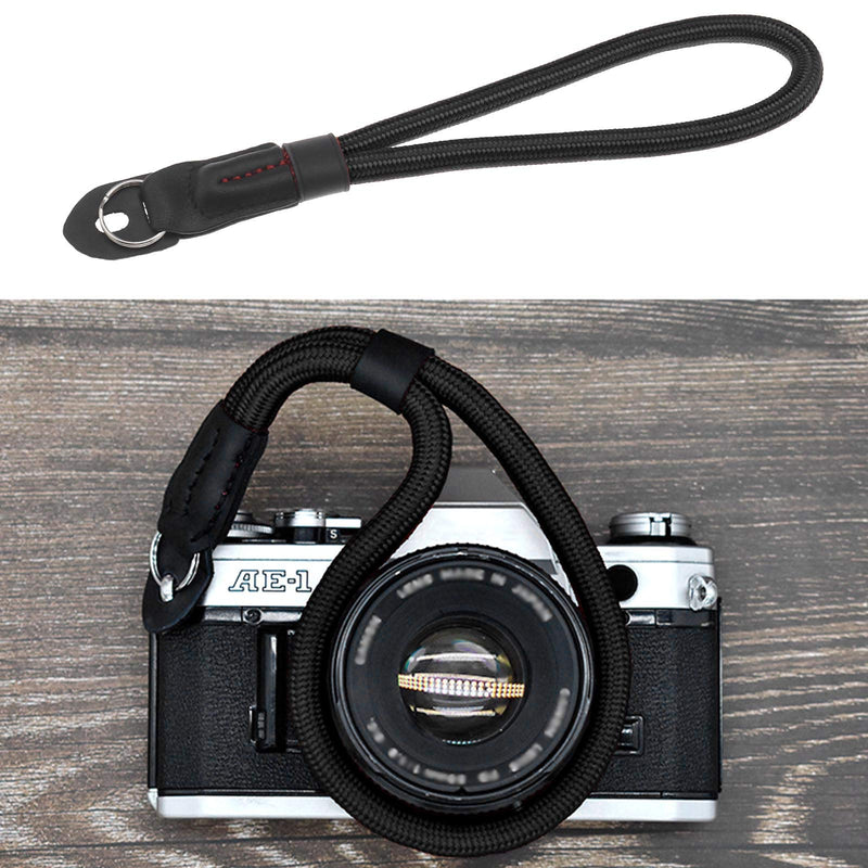  [AUSTRALIA] - Anti-scratch Wrist Strap, Soft Comfortable Cotton Core Cord Lanyard for DSLR Camera (Black)