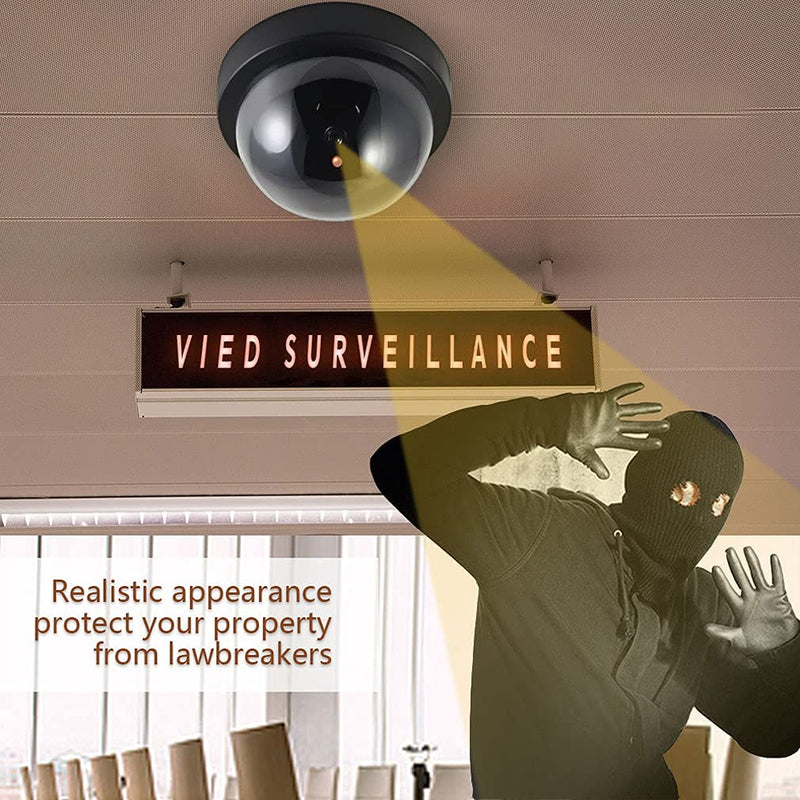  [AUSTRALIA] - Dummy Security Camera, Fake Dome Security Surveillance CCTV, Simulated Surveillance Cameras with Warning Sticker for Indoor Outdoor Home Security Camera System