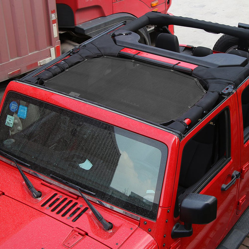  [AUSTRALIA] - RT-TCZ Durable Mesh Shade Top Cover Provides UV Sun Protection for 2007-2017 Jeep Wrangler JK or JKU -2 Door (black)