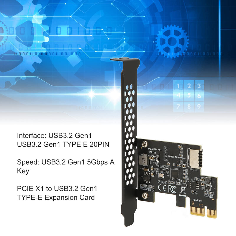  [AUSTRALIA] - PCIE to USB 3.2 Expansion Card, 5Gbps High Speed Gen1 Type E 20PIN Expansion Card, Multi Interface PCIE Riser Card for Desktop Front Type C Black