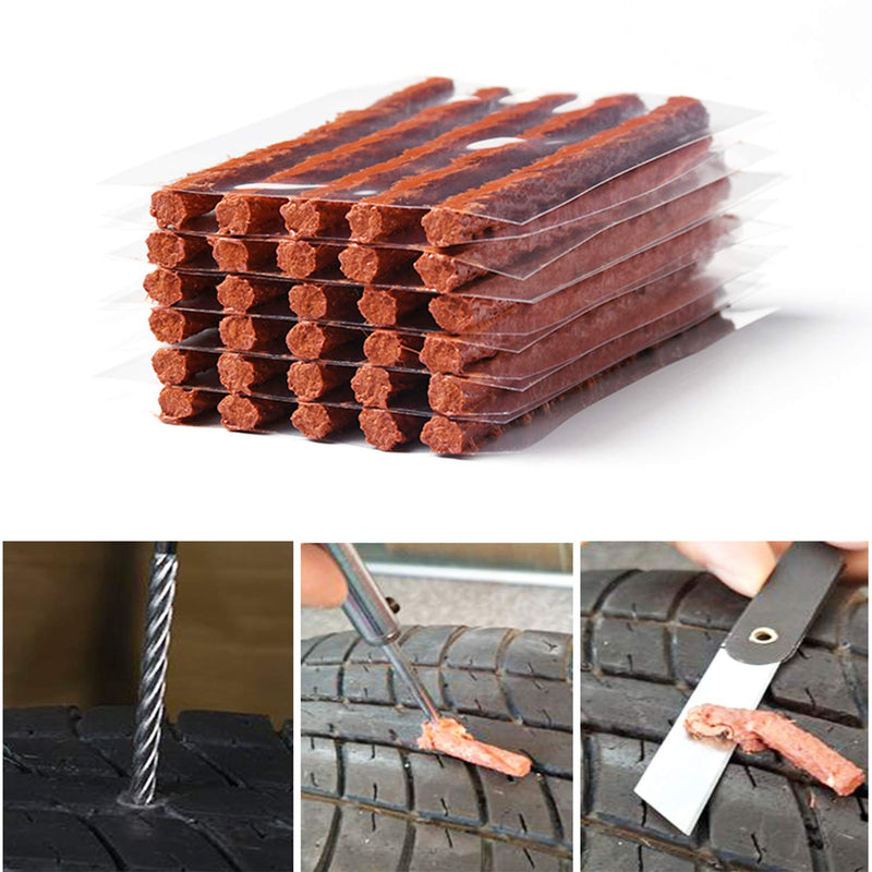  [AUSTRALIA] - Meiprosafe Tire Repair Strings Rubber Strips, Tire Repair Plugs Self Vulcanizing Tire Repair Tool Kit for Car, Bike, UTV, ATV, Wheelbarrow (30pcs) 30pcs