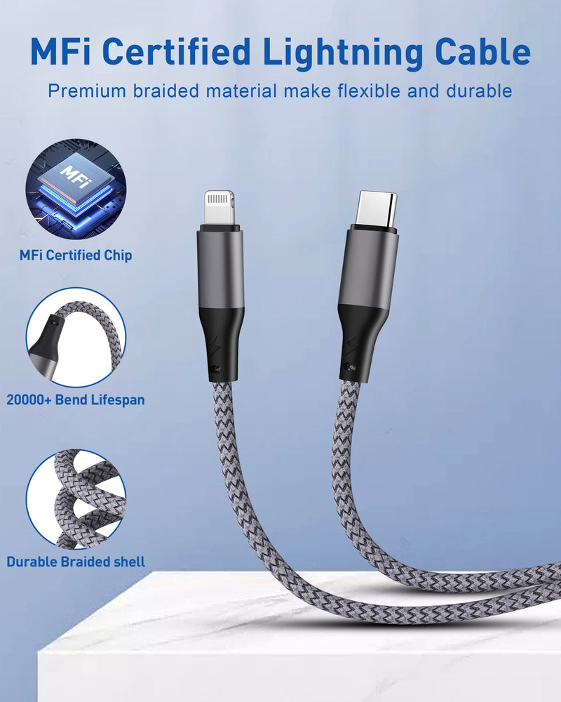  [AUSTRALIA] - iPhone 14 13 12 Super Fast Charger [Apple MFi Certified], LUOSIKE 2-Pack 20W PD Fast USB C Wall Charger Block with 10FT Long USB C to Lightning Cable for iPhone 14 13 12 Pro Max Mini 11 XS XR X, iPad