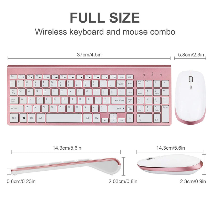 Wireless Keyboard and Mouse Combo, 2.4G USB Compatible with MAC PC Laptop Ultra-Thin Laptop Desktop, Available for Windows Android Mute (Rose Gold) Rose Gold - LeoForward Australia