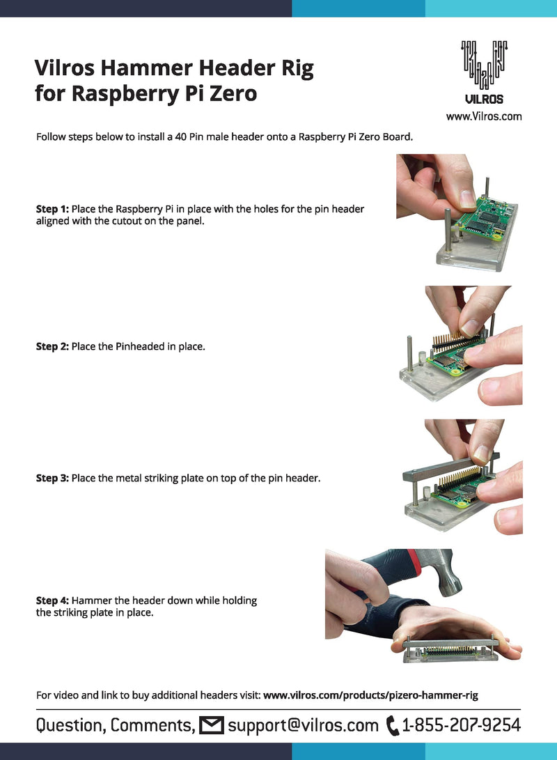  [AUSTRALIA] - Vilros 40 Pin Hammer-in Pin Header for Raspberry Pi Zero with Install Rig---Easy Pinheader Installation Solution for a Raspberry Pi Zero----No Soldering Required