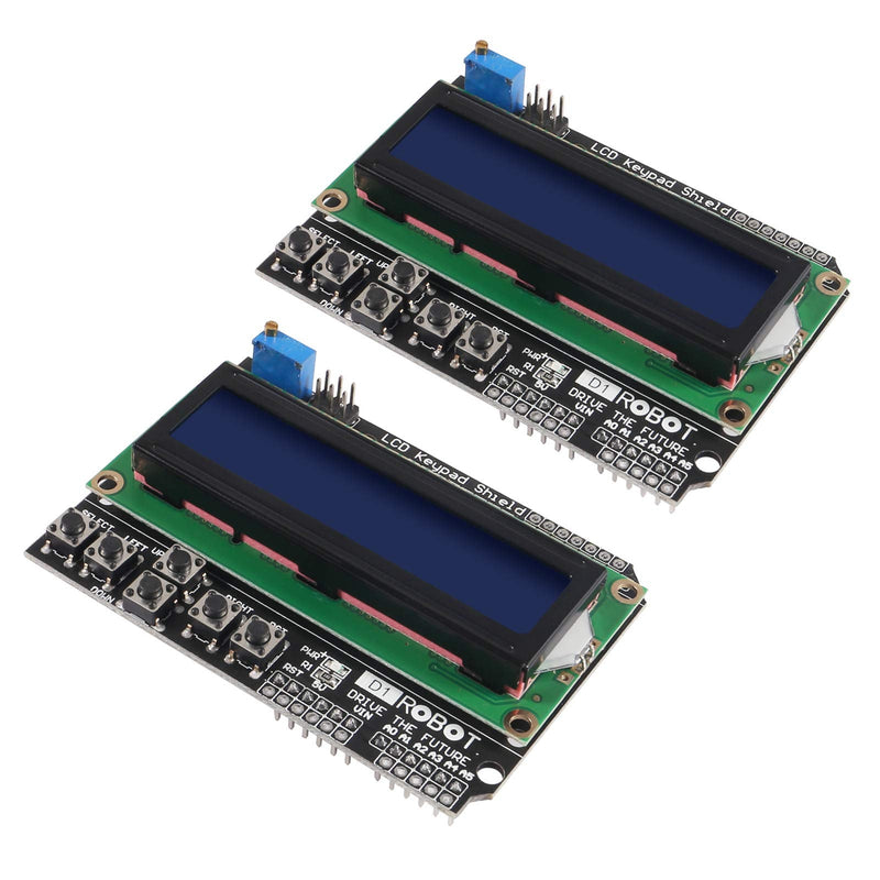  [AUSTRALIA] - ACEIRMC 2pcs 1602 LCD Keypad Shield 1602 LCD Expansion Shield Board Blue Backlight 4.5-5.5V for Arduino R3 MEGA2560 Nano Due Duemilanove Robot