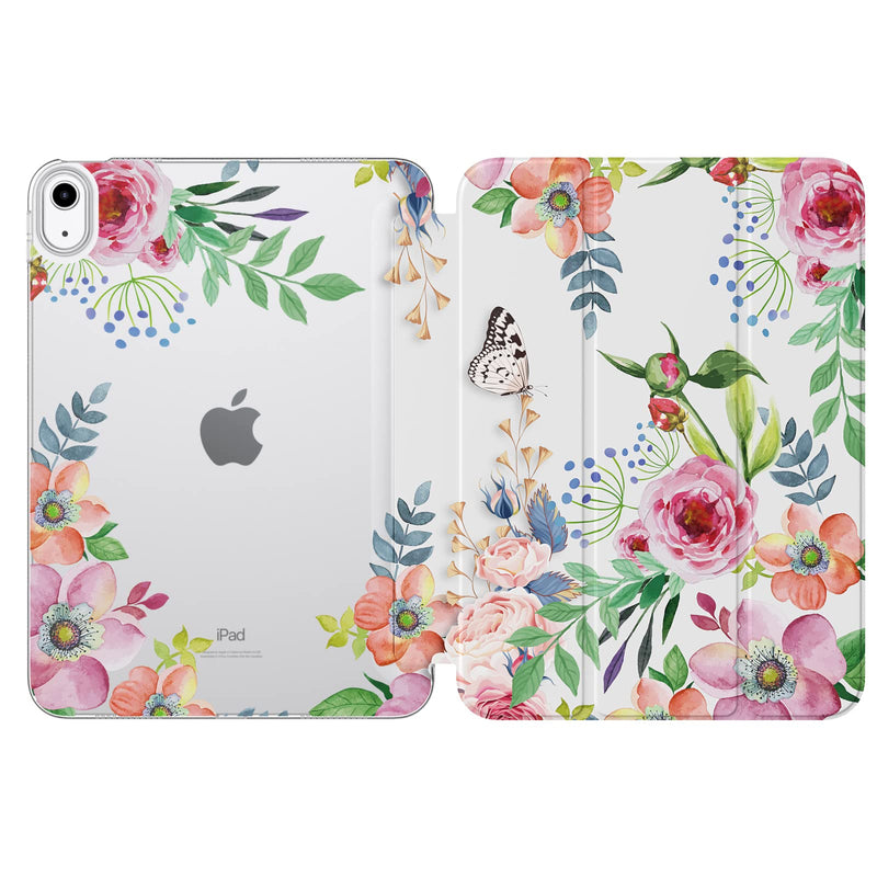  [AUSTRALIA] - MoKo Case for New iPad 10th Generation Case 2022, iPad 10.9 Case with Soft TPU Translucent Frosted Back Cover, Slim Shell Stand Protective Case with Auto Wake/Sleep, Support Touch ID, Fragrant Flowers