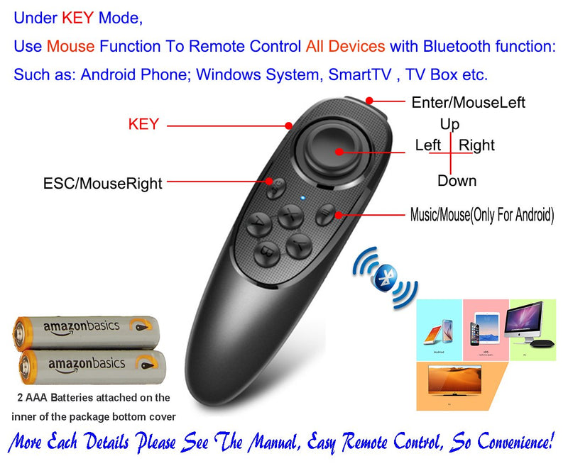  [AUSTRALIA] - VR Remote Controller Gamepad Bluetooth Control VR Video, Game, Selfie, Flip E-Book/PPT/Nook Page, Mouse, in Virtual Reality Headset PC Tablet Laptop iPhone Smart Phone VR-Remote With Battery