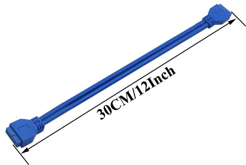  [AUSTRALIA] - AAOTOKK USB 3.0 Motherboard Header Cable Hi-Speed 20 Pin Female to Female Motherboard Header Adapter Extender Cable (30cm/12inch-F/F) 20Pin F/F