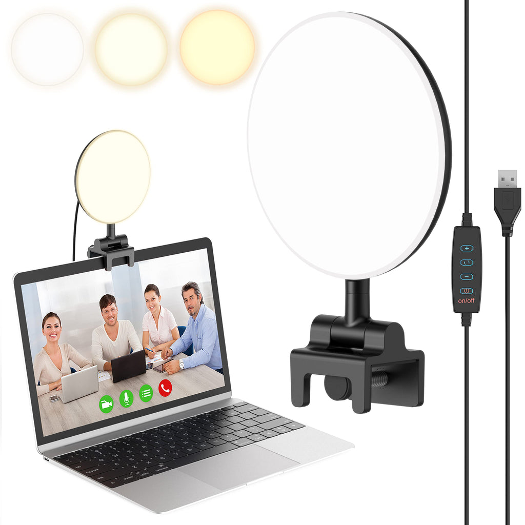  [AUSTRALIA] - Video Conference Lighting Kit, 4.0" Ring Light for Computer Laptop Monitor, LED Dimmable Laptop Ring Lights for Remote Working, Video Calls, Zoom Meetings, Live Streaming, Online Teaching, Photography