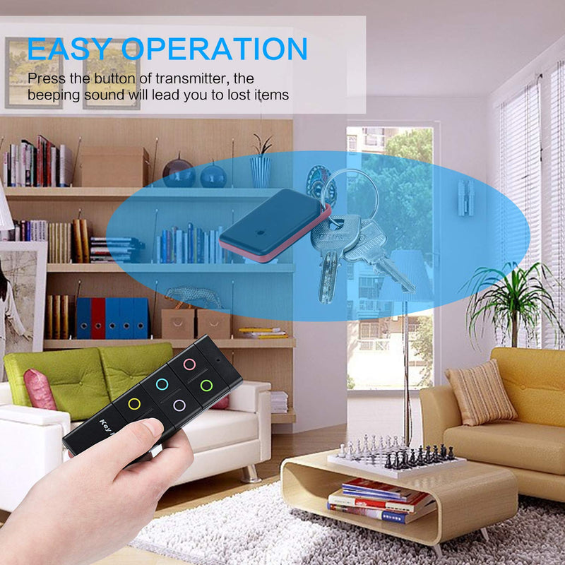  [AUSTRALIA] - Key Finder, Simjar RF Item Locator with 1 Transmitter and 6 Receivers, 100ft Working Range Wireless Item Tracker Support Remote Control for Finding Pet, Wallet and Key