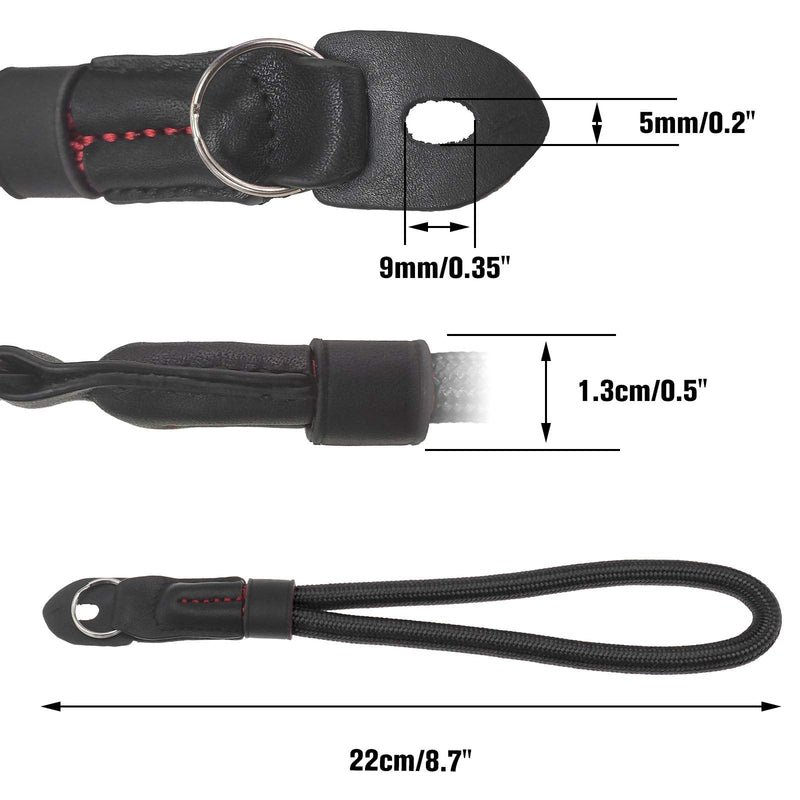  [AUSTRALIA] - Anti-scratch Wrist Strap, Soft Comfortable Cotton Core Cord Lanyard for DSLR Camera (Black)
