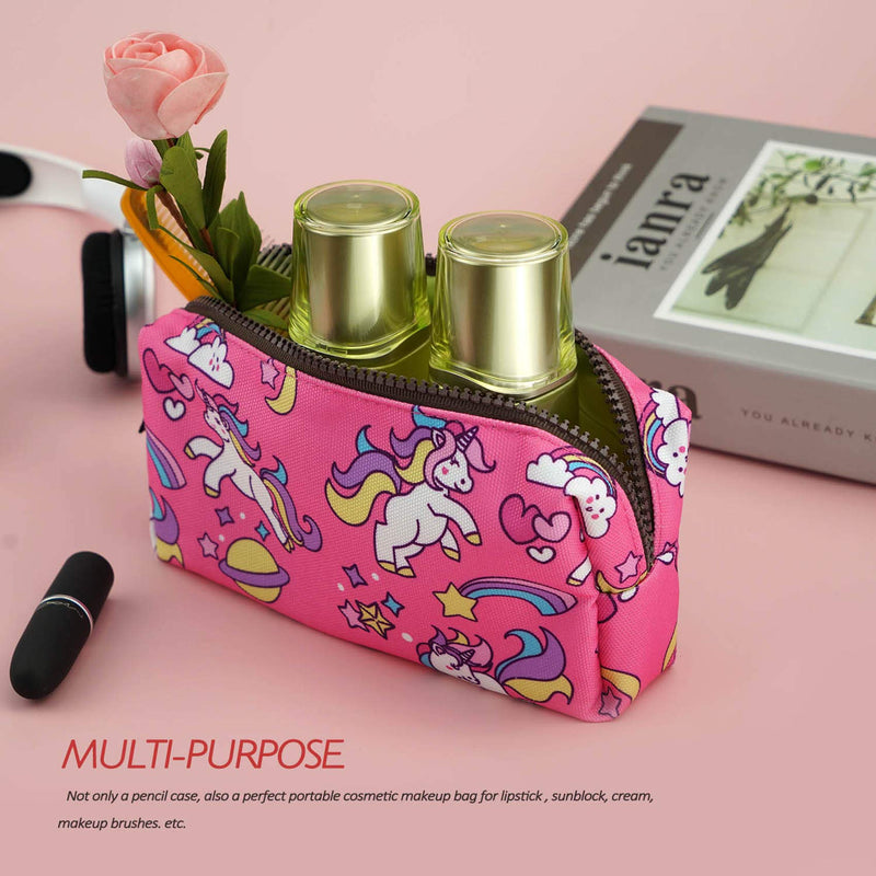 Unicorn Canvas Pencil Case Pen Bag Pouch Stationary Case Makeup Cosmetic Bag Pink - LeoForward Australia
