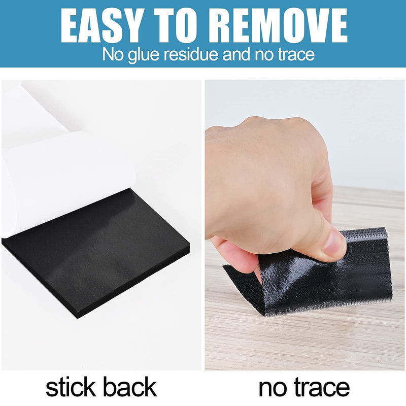  [AUSTRALIA] - Hook Loop Strips with Adhesive Square Hook and Loop Tape Heavy Duty Strips Sticky Back Fastener (Black, 1x4+4x6-12 Sets) Black