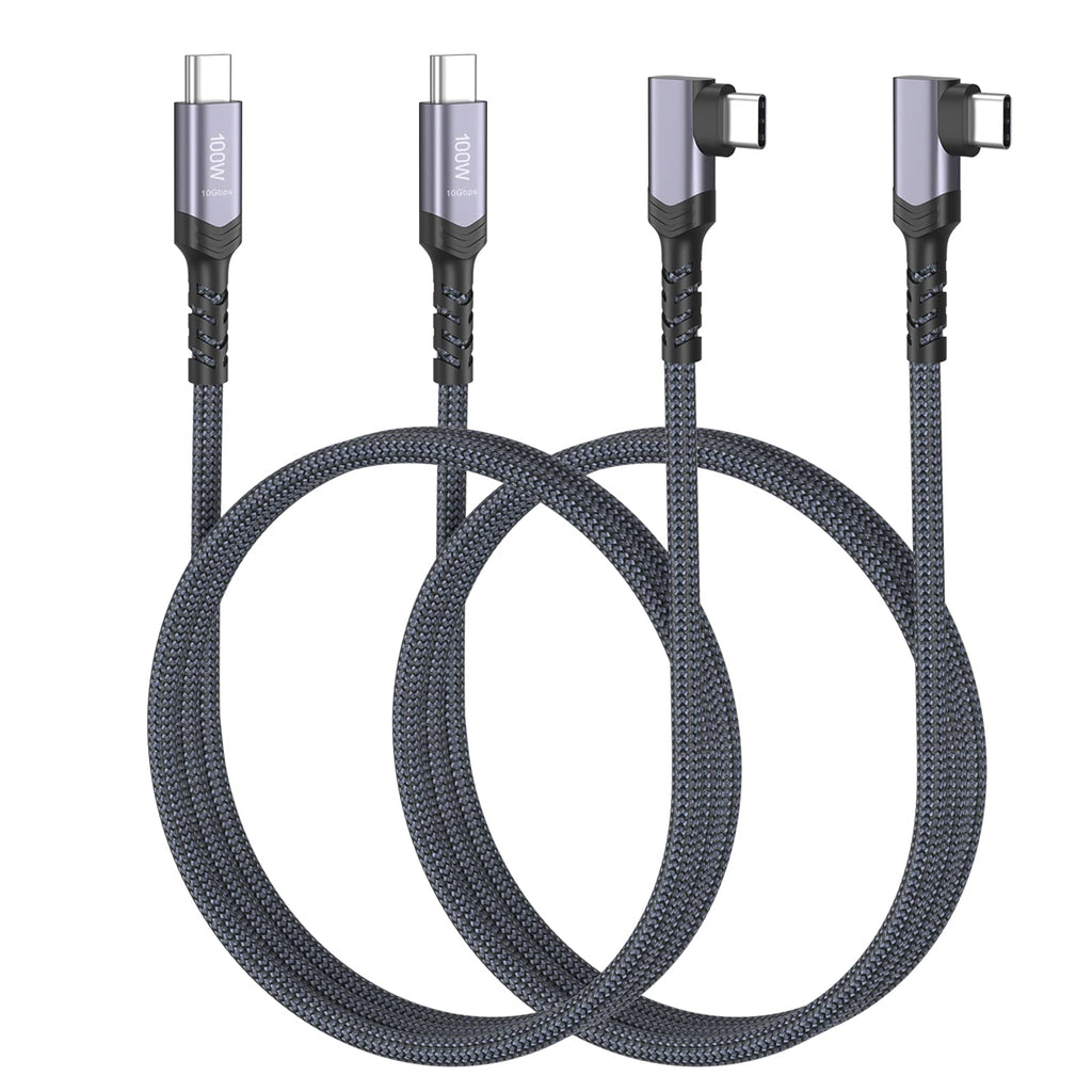  [AUSTRALIA] - Besgoods USB C to USB C Cable 100W, 3ft 90 Degrees 10Gpbs 4K Video and Audio,USB 3.1 Gen 2 Cable for USB C Hub, MacBook Pro,SSD Hard Drive,Galaxy S21, Pixel More Type-C Devices/Laptops, Black,2-Pack