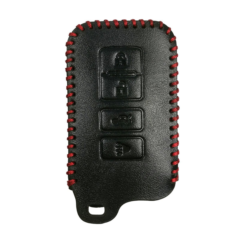  [AUSTRALIA] - Coolbestda Leather Smart 4buttons Key Fob Remote Cover Protector Case Keyless Entry Holder for 2019 2018 2017 Toyota Highlander Avalon Camry Corolla RAV4 HYQ14FBA Black Leather