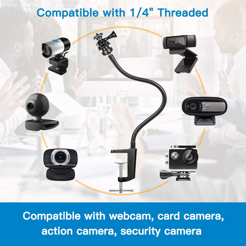  [AUSTRALIA] - Pipishell Webcam Stand - Enhanced Flexible Desk Mount with Jaws Clamp Clip Gooseneck Webcam Holder for Logitech Webcam C930e,C930,C920, C922x,C922, Brio 4K, C925e,C615, GoPro Hero 8/7/6/5, 15 Inch