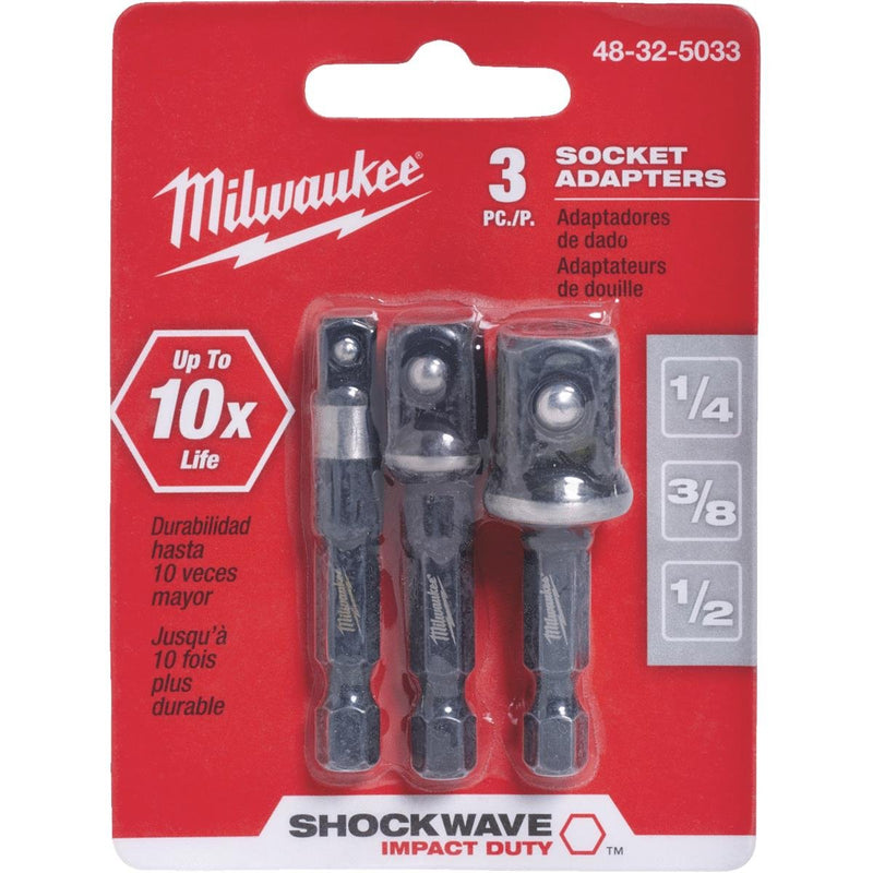 Milwaukee 48-32-5033 Power Drill Bit Extensions Shockwave Socket Adapter Set, 1/4" - LeoForward Australia