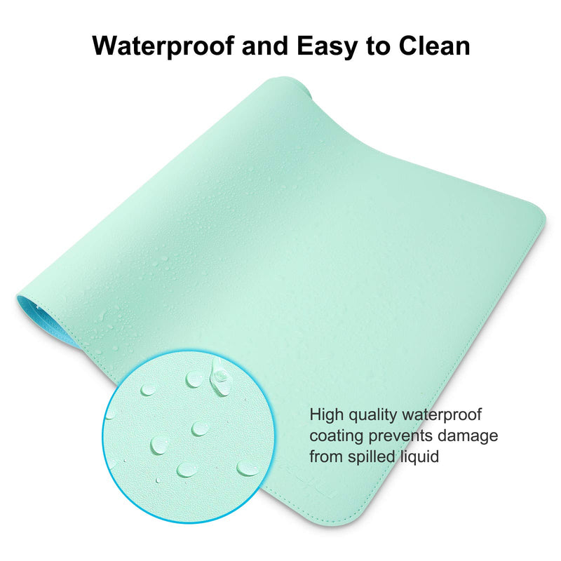 YXLIILI Mouse Pad 31.5X15.8Inch XXL Large Desk Pad Dual-sided PU Leather Desk Protector Blotter Extended Laptop Table Mouse Mat for Keyboard and Mouse, Non-slip, Waterproof, Easy Clean for Office Home Green/Blue - LeoForward Australia