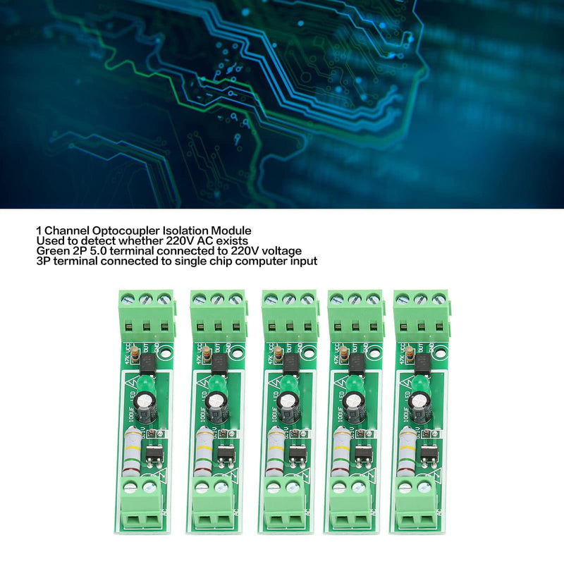 [AUSTRALIA] - Optocoupler module, 5PCS 1 channel optocoupler isolation module, 220V AC voltage detection board support PLC
