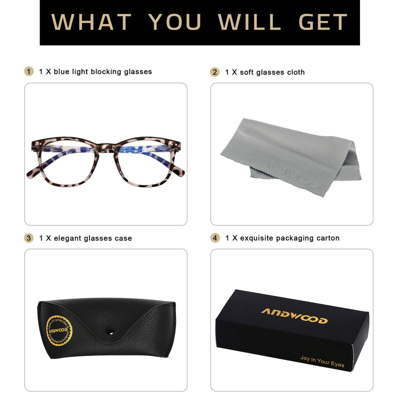 Blue Light Blocking Glasses Women Men Computer Small Face Clear Bluelight Blocker Eyeglasses Frame ANDWOOD AR001 Square Leopard | Anti-blue Light Lens - LeoForward Australia