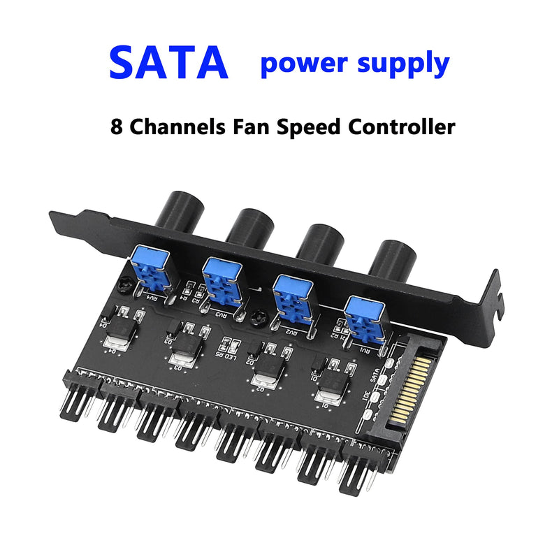  [AUSTRALIA] - SinLoon 4 Knob Cooling Fan Speed Controller PC 8 Channels Fan Hub for CPU Case HDD VGA PWM Fan PCI Bracket 12V Fan Control- SATA Power Supply (SATA 4 Knob)