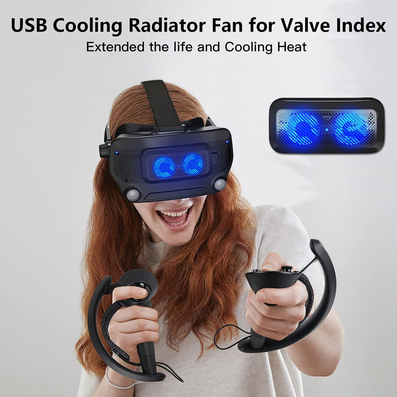  [AUSTRALIA] - USB Radiator Fans Accessories for Valve Index, Cooling Heat for Valve Index VR Headset, Cooling Heat and Extends The Life of Your Valve Index VR - with LED Light
