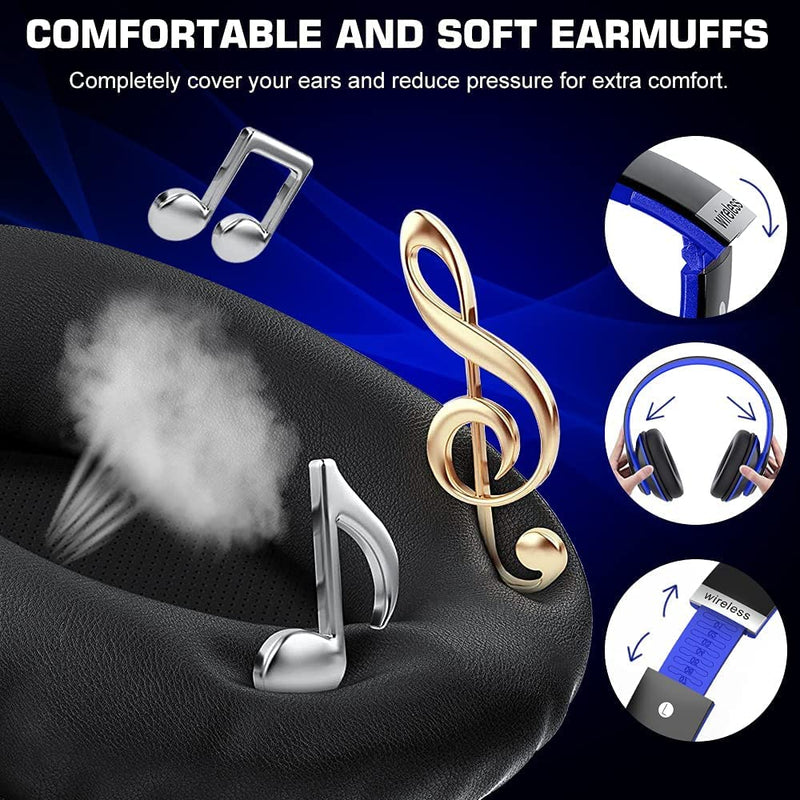  [AUSTRALIA] - 6S Bluetooth Headphones Over-Ear, Hi-Fi Stereo Foldable Wireless Stereo Headsets Earbuds with Built-in Mic, Volume Control, FM for iPhone/Samsung/iPad/PC (Black & Blue) Black & Blue