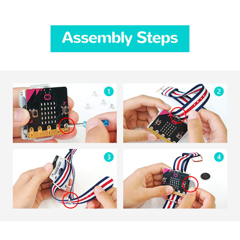  [AUSTRALIA] - ELECFREAKS microbit Smart Coding Kit for Kids BBC Micro:bit DIY Programmable Watch, Wearable microbit Extension Board(Wear:bit) for Micro:bit Beginners and Student (Without Micro:bit)