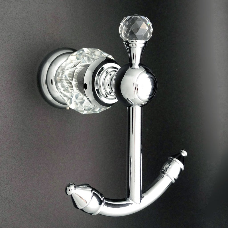 Kabter Crystal Series Brass Bathroom Towel Coat Hook, Polished Chrome - LeoForward Australia