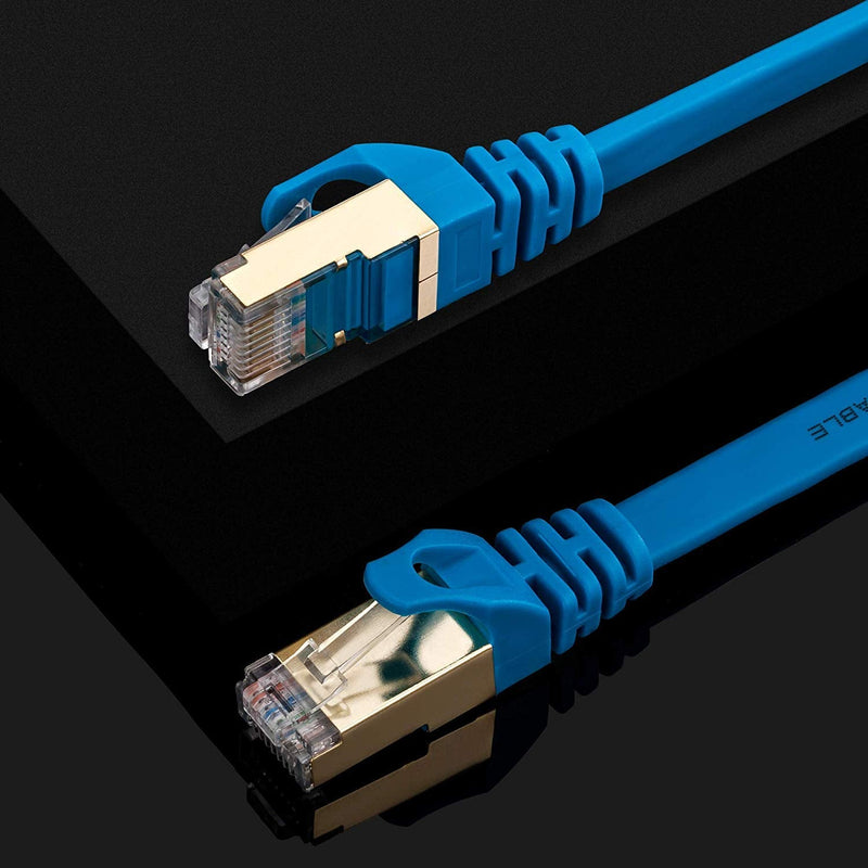  [AUSTRALIA] - Cat 7 Ethernet Cable 25 ft Blue, SNANSHI Cat7 Flat Ethernet Patch Cables - Internet Cable Shielded RJ45 Connectors Compatible with Switch/Router/Modem/Patch Panel 25ft