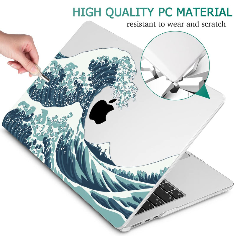  [AUSTRALIA] - May Chen Compatible with Newest MacBook Air 13.6 Inch Case 2022 Release Model A2681 M2 Clip, Plastic Hard Shell Case Cover for MacBook Air 13 inch with Liquid Retina Display & Touch ID, Great Wave