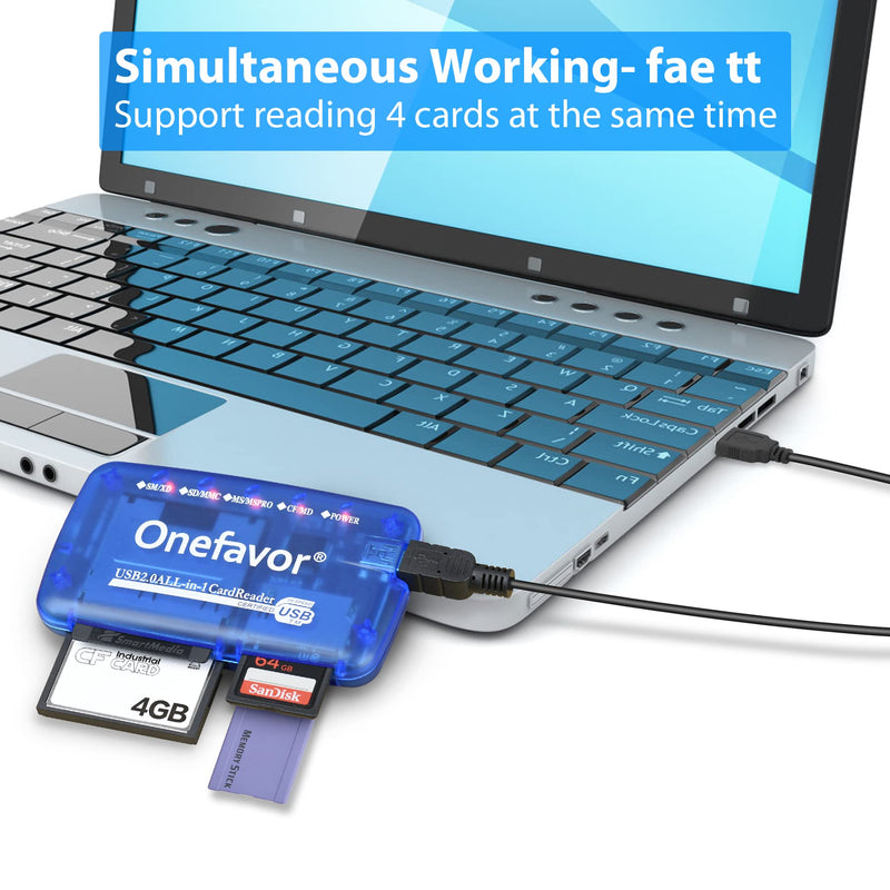  [AUSTRALIA] - Onefavor SmartMedia Cards Reader Writer, All-in-1 USB Universal Multi Card Adapter, Smart Media, xD, SD, UHS-I, MMC, MS Pro Duo, CF, MD, Camera Flash Memory Cards Reader for Windows, Mac, Linux