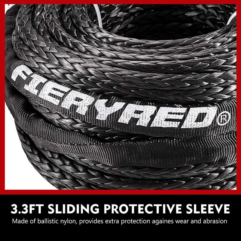  [AUSTRALIA] - Synthetic Winch Rope 3/16" x 50' - 8200 Ibs Winch Line Cable Rope with Protective Sleeve for 4WD Off Road Vehicle ATV UTV SUV Motorcycle, 1 Year Warranty 3/16" x 50' 8200 Ibs Synthetic Winch Rope Black