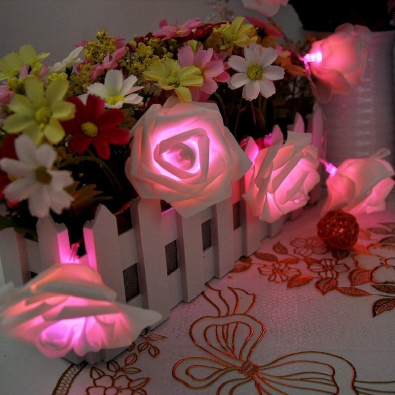 Syhonic 20 LED Battery Operated Rose Flower String Light Wedding Garden Chrismas Decor (Pink) - LeoForward Australia