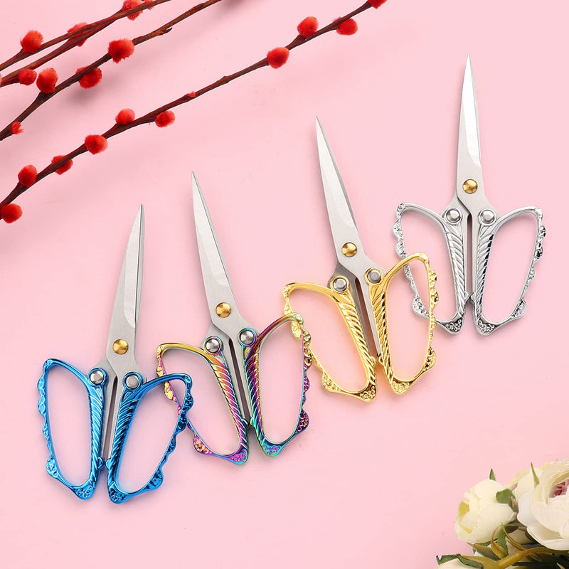  [AUSTRALIA] - Jasni Stainless Steel Small Sharp Pointed butterfly handle Sewing Scissors Embroidery DIY Tools Craft cutting Tailor Dressmaker Threading Shears Crafting Art Work Handicrafts Needlework 4.8" Gold