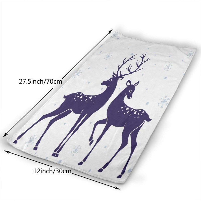  [AUSTRALIA] - N/W Blue and White Christmas Deer Hand Towels for Bathroom 27.5'' X 12'' Soft Microfiber Towel Xmas Reindeer Winter Snowflake Small Bath Towels Kitchen Dish Towel