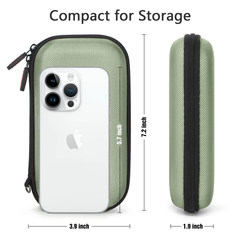  [AUSTRALIA] - GLCON Hard Protective Carrying Case - Portable Electronic Accessories Cable Organizer Power Bank Pouch - Impact Resistant Smooth Coating Zipper Bag for Cash, Check, Card, Phone, Earbuds - Lake Green 1 Pack