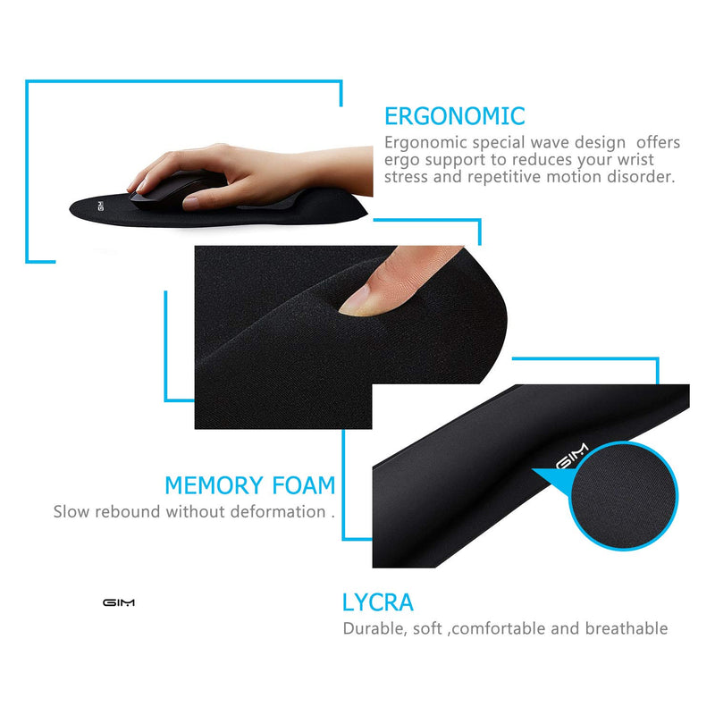 GIM Keyboard and Mouse Pad with Gel Wrist Rest Support, Memory Foam Set with Non Slip Rubber Base for Office, Gaming, Computer, Laptop and Mac - LeoForward Australia