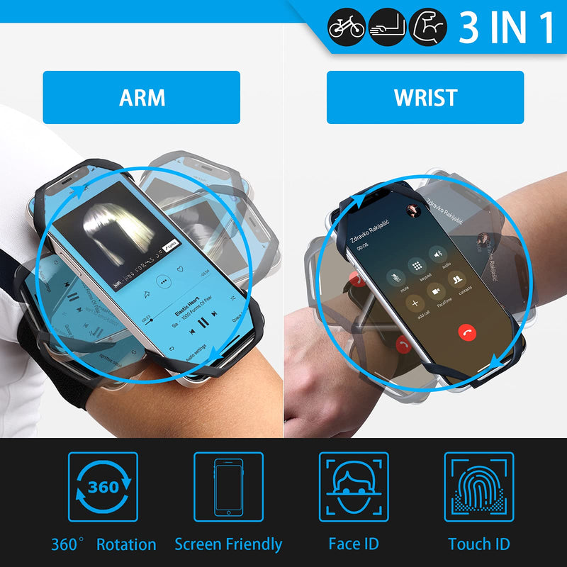  [AUSTRALIA] - Zonyee Bike Phone Holder Universal 3 in 1 Running Armband Phone and Wristband 360 Rotatable & Detachable for All 4.5-7 Inch Smartphones Great for Hiking Biking Running